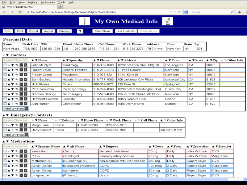My Own Medical Info screenshot